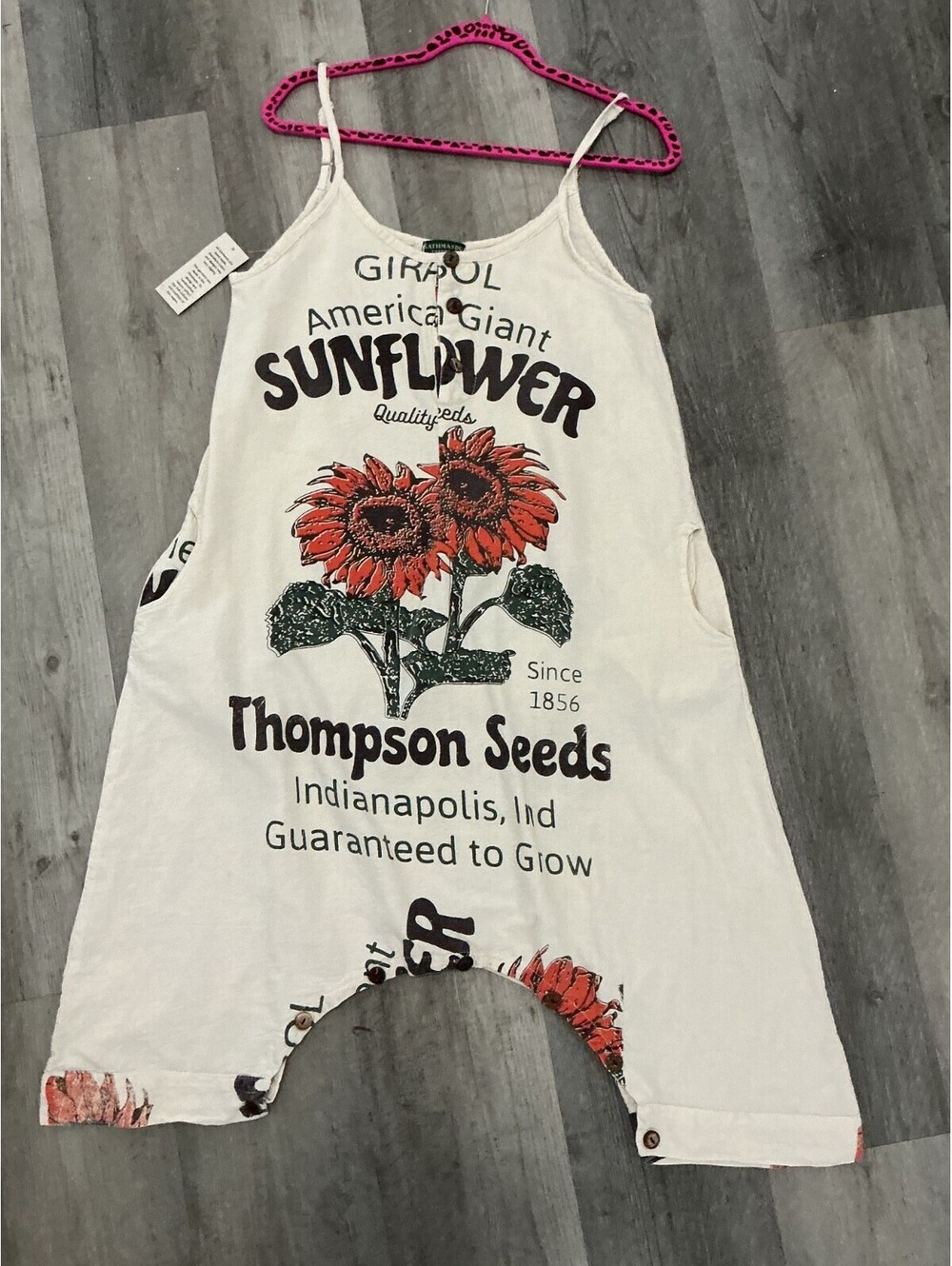 Kathmandu Flour Sack Size S/M Harem Romper Cropped Overalls Boho Artsy #430